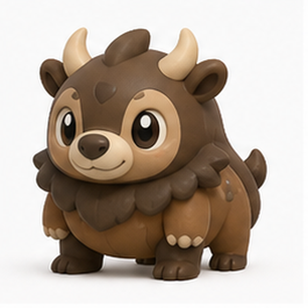Original chocolate brown horned creature card for a Toon Tone style challenge