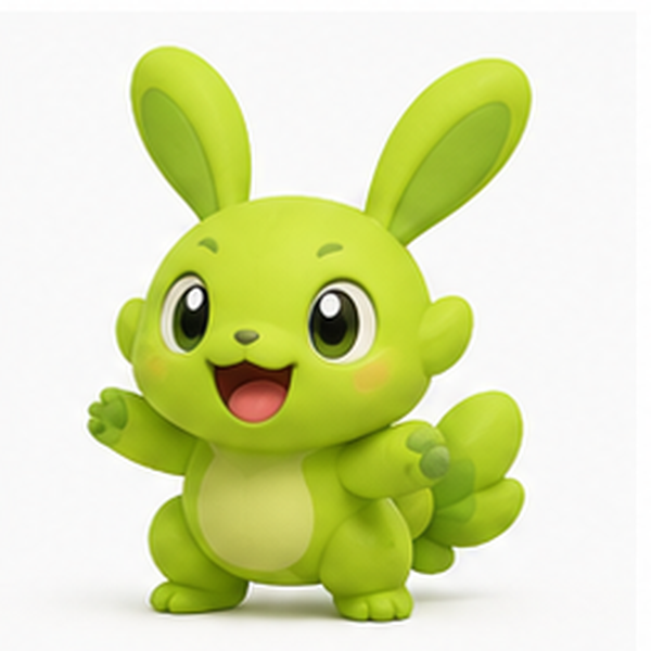 Original lime green meadow creature card for a Toon Tone style challenge